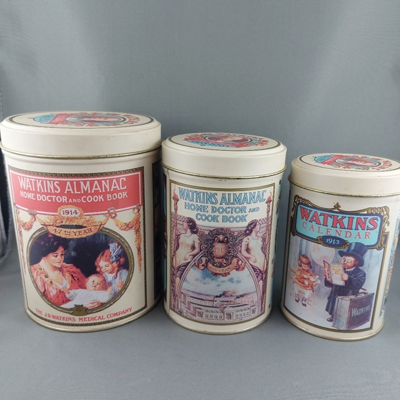 Vintage 1993 Watkins Heritage Tin Canister Set of 3 - Picture 2 of 16